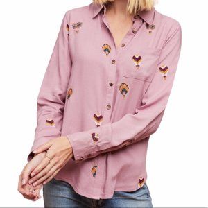 Anthropologie Embroidered Hot Air Balloon Shirt